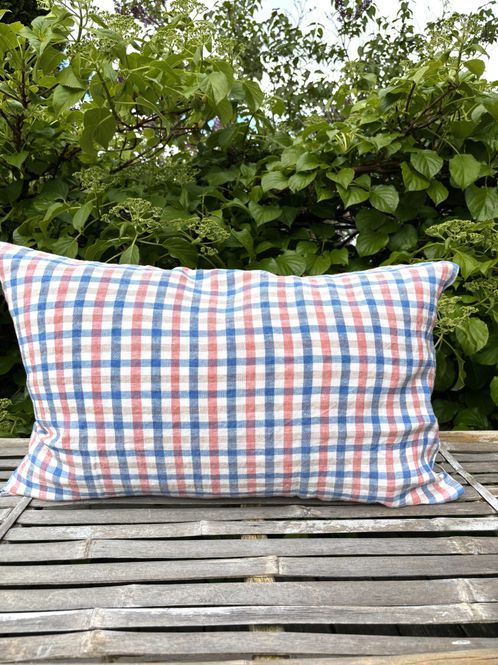 Hovedbilde Linge Particulier Putetrekk Coral Blue Gingham ...