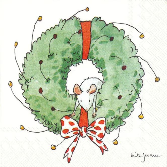 Hovedbilde Mouse in wreath kaffeservietter 