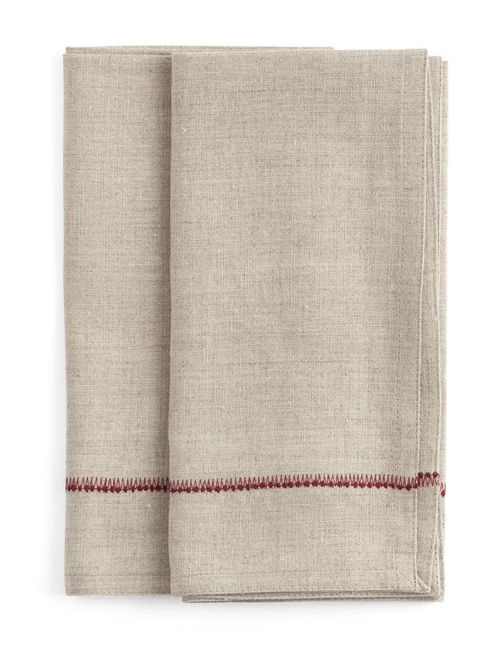 Hovedbilde Linserviett med rødt broderi 2pk
