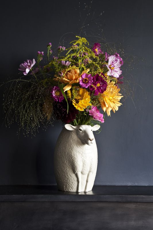 Quail White Faced Suffolk Sheep Flower Vase