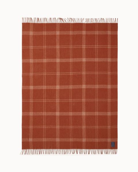Lexington Rust/White Checked Recycled Wool Throw
