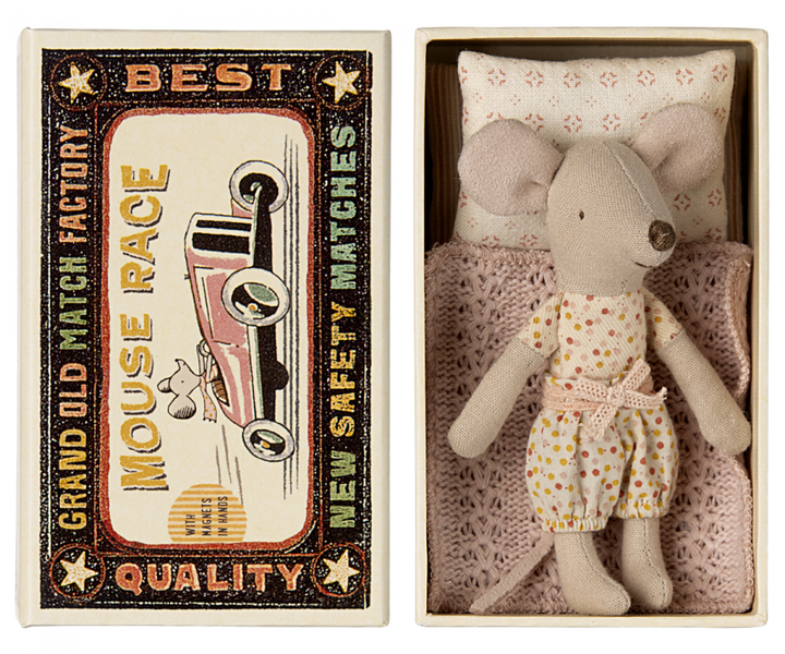 Maileg Little sister mouse in matchbox