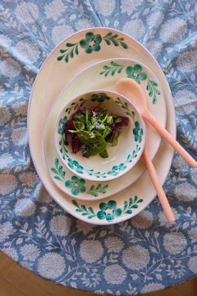 Rice Serveringsfat gr&oslash;nne blomster