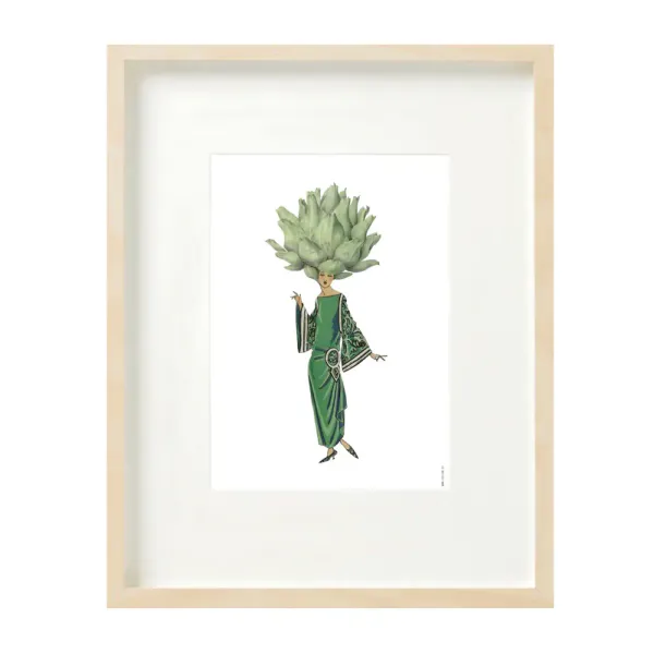 Lady Artichoke Head Collage trykk A4 