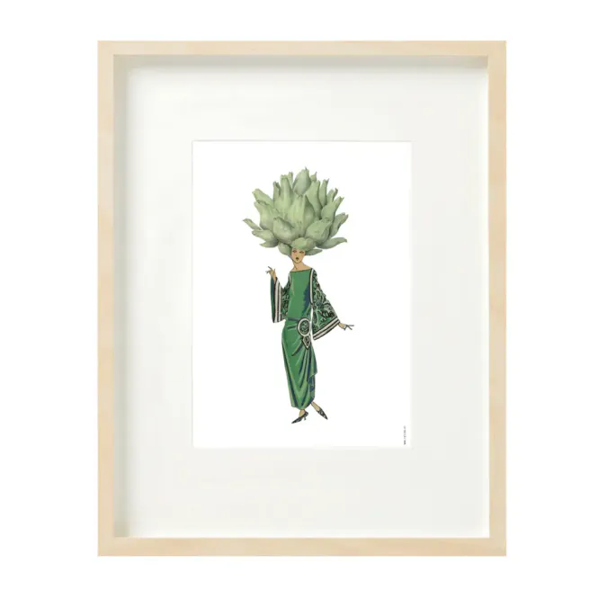 Hovedbilde Lady Artichoke Head Collage trykk A4 