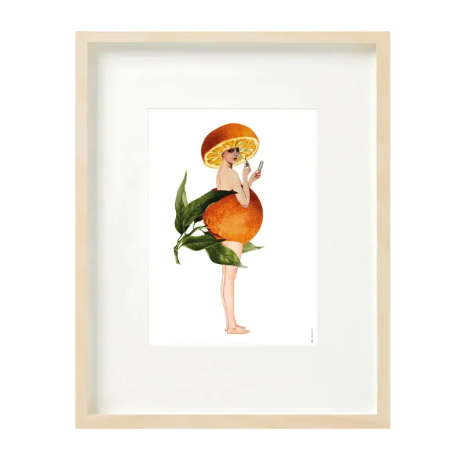 Hovedbilde  Lady in Orange Dress Collage trykk A4 