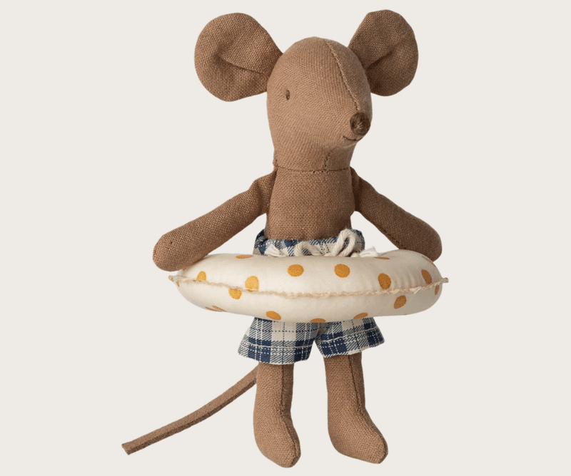 Maileg Beach mouse with float brother Yellow dots